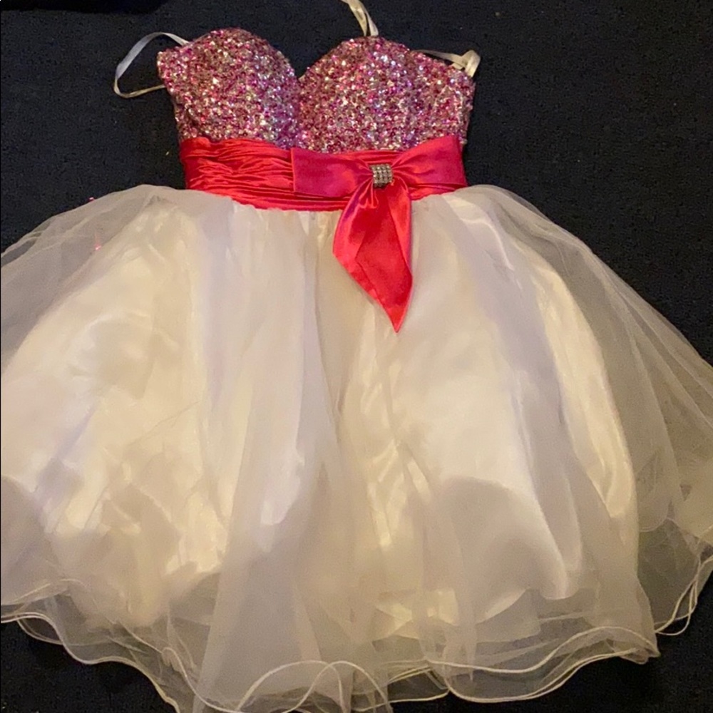 white and pink prom dress,special occasions